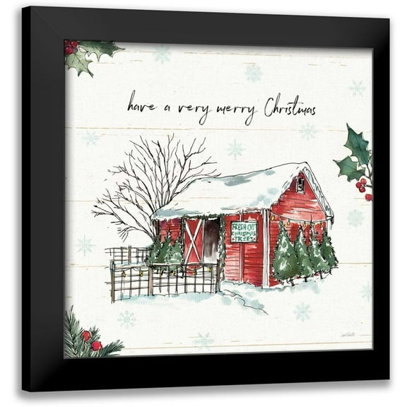 Tavoletti, Anne 12x12 Black Modern Framed Museum Art Print Titled - Holiday on the Farm IV Merry Christmas