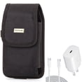 thumbnail image 1 of 25W Fast Home Charger + Case Belt Clip for Motorola One 5G Ace Phone - PD Type-C 6ft USB-C Cable Quick Power and  Rugged Holster Canvas Cover Combo for Motorola One 5G Ace, 1 of 13