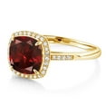 thumbnail image 6 of Gem Stone King 10K Yellow Gold Red Garnet and Diamond Women's Engagement Ring 2.74 Ct Cushion Gemstone Birthstone (Available 5,6,7,8,9), 6 of 6