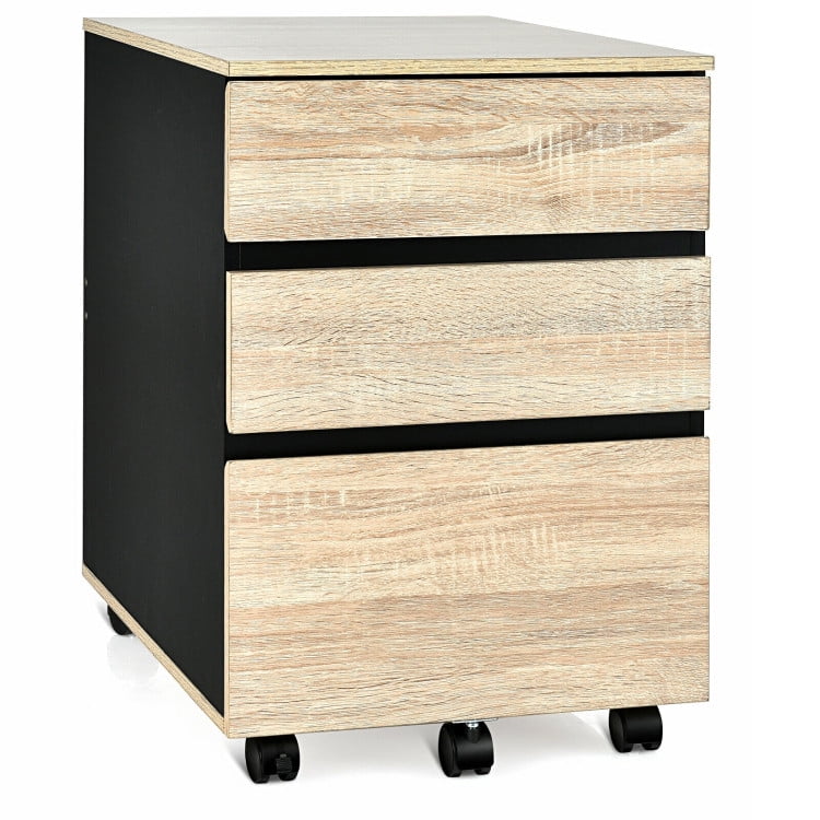 Demi Bonn 3-Drawer Mobile File Cabinet with 5 Universal Casters for Home Office, Beige