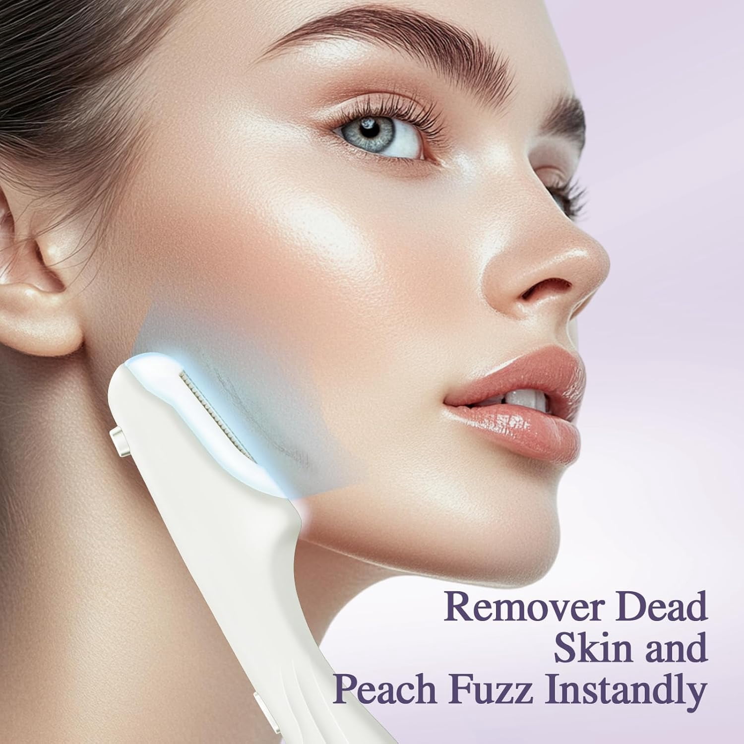 Dermaplane-razor for Women Face,Sonic Dermaplane,Sonic Dermaplaning Tool,Face Shaver Facial Hair Removal & Peach Fuzz Romover + 12 Blades (White With Gold Accent)