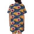 thumbnail image 3 of Naloa Burning Rugby Balls Women's Short-Sleeved Pajama Set, Loungewear, Summer pajamas, Breathable Cozy - XX-Large, 3 of 9