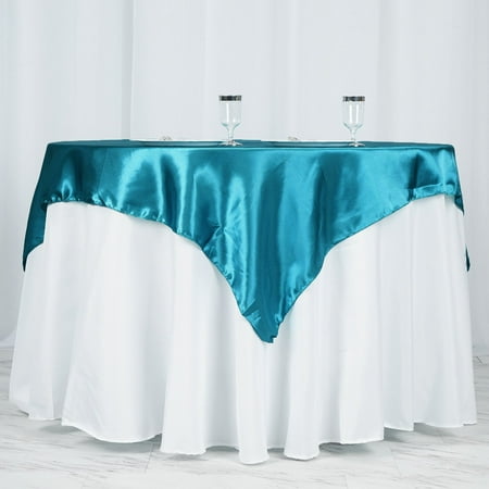 

BalsaCircle 60 x 60 Teal Square Satin Table Overlays Wedding Catering Linens Tablecloth