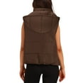 thumbnail image 3 of APEXFWDT Women's Hooded Puffer Vest Sleeveless Zip-Front Short Jacket with Removable Hood for Lightweight Layering,XXL,Brown, 3 of 8