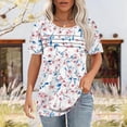 thumbnail image 2 of Amzcrzy Hauts pour Femmes Col Rond Manches Courtes Hauts de Printemps Été Hauts Tendance à Imprimé Floral Hauts Boho Décontractés Confortables Plissés Hauts de Sortie T-Shirts, 2 of 5
