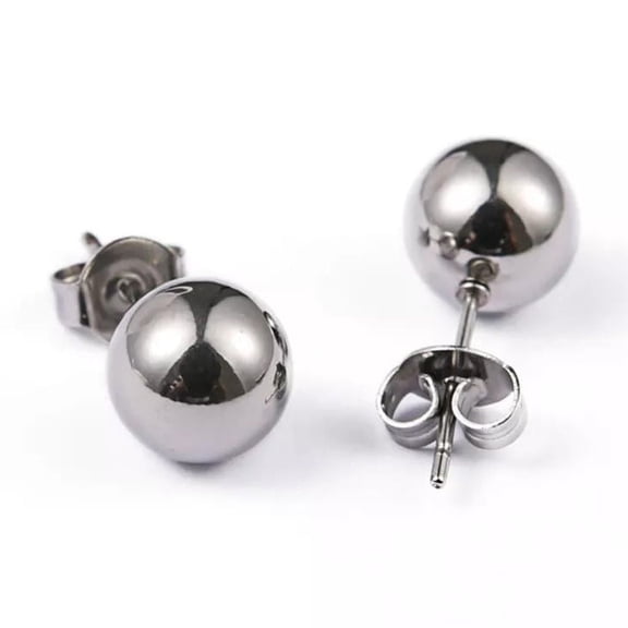 316 Stainless Steel Hypoallergenic Stud Earrings Silver 18x8mm Push Back Sensitive Ear Z395