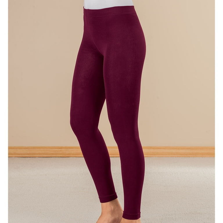 Burgundy fleece hotsell lined leggings