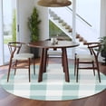 thumbnail image 4 of Aqua White Buffalo Check 5ft Round Rug, Farmhouse Plaid Modern Geometric Non-Skid Rubber Backing Large Area Rugs - Living Room Bedroom Home Office, Indoor Floor Mat Carpets Washable Rug, 4 of 9