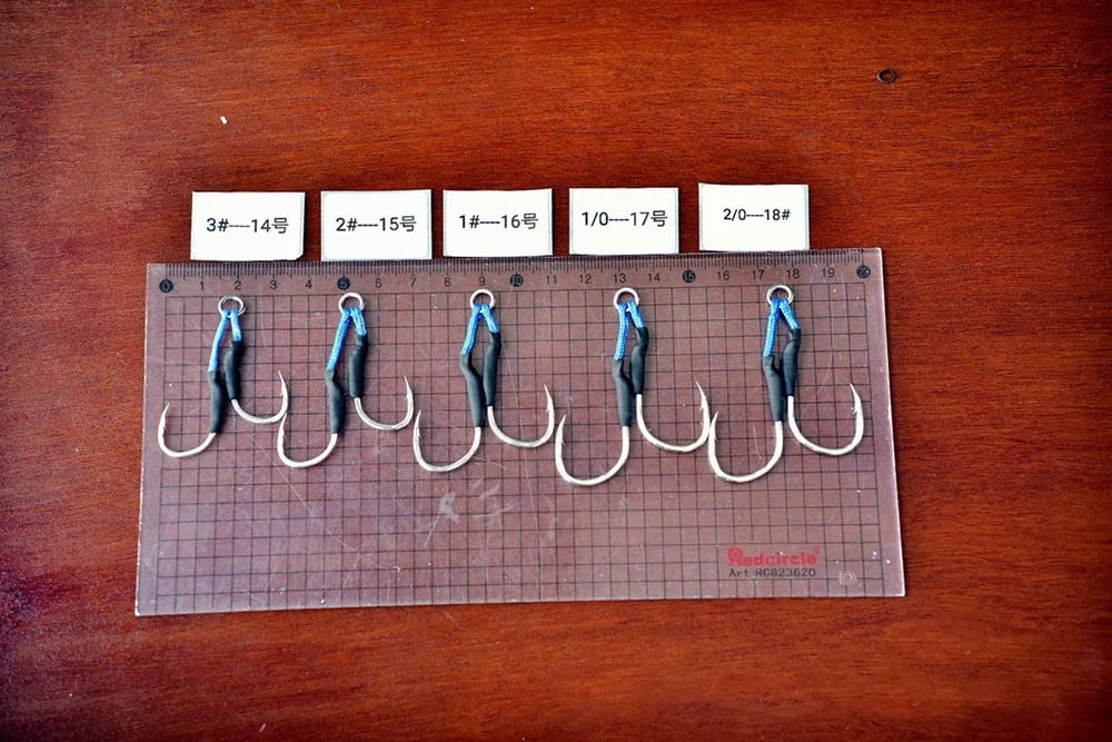 10 Pairs Double Barbed Assist Hooks Saltwater Slow Jigging Hooks with PE Line