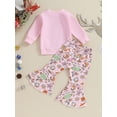 thumbnail image 4 of Wassery Baby Girl 2Pcs Christmas Outfits Long Sleeve Letter Print Pullover + Flare Pants Set 9M 12M 18M 24M 3T 4T Toddler Girl Christmas Clothes, 4 of 9