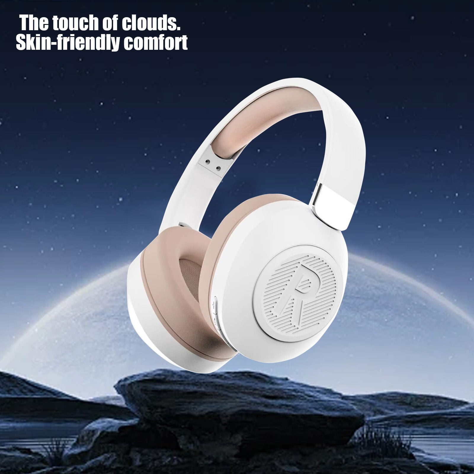 Wireless Bluetooth Headphones Over Ear 65H Playtime HiFi Stereo Headset with Microphone and 6EQ Modes Foldable Bluetooth V5.3 Headphones for Travel Smartphone Computer Laptop,White