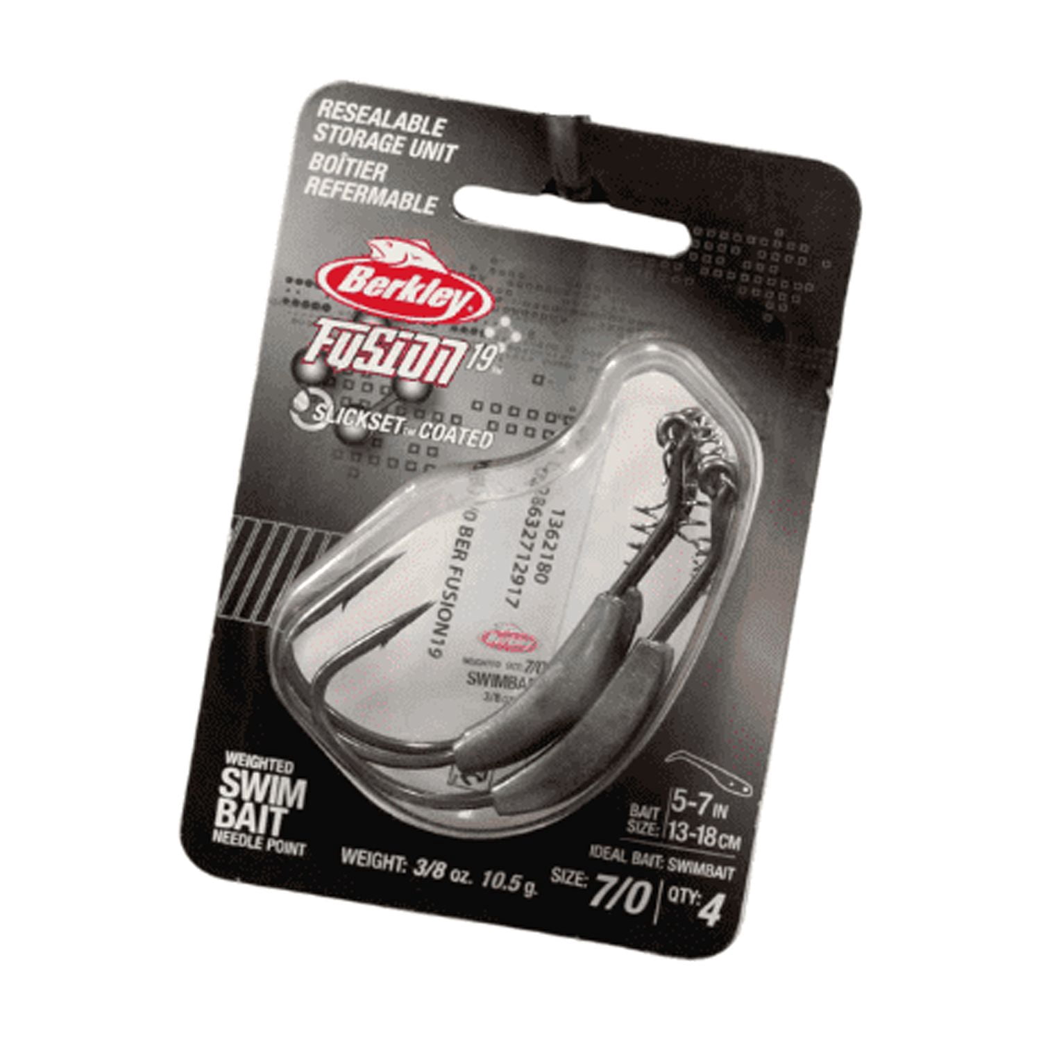 berkley fusion19 hooks weighted ewg Treble The hooks have a needle point with SlickSet Coating for easier penetration and a low profile lead weight for easy rigging Berkley Fusion19 Med. Shank EWG