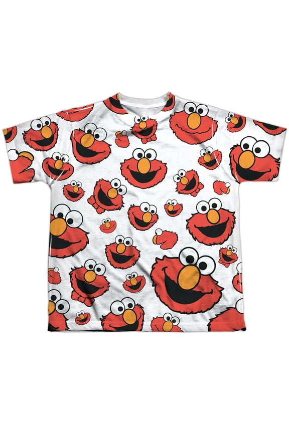 Sesame Street - Elmo Face Pattern - Youth Short Sleeve Shirt - Large