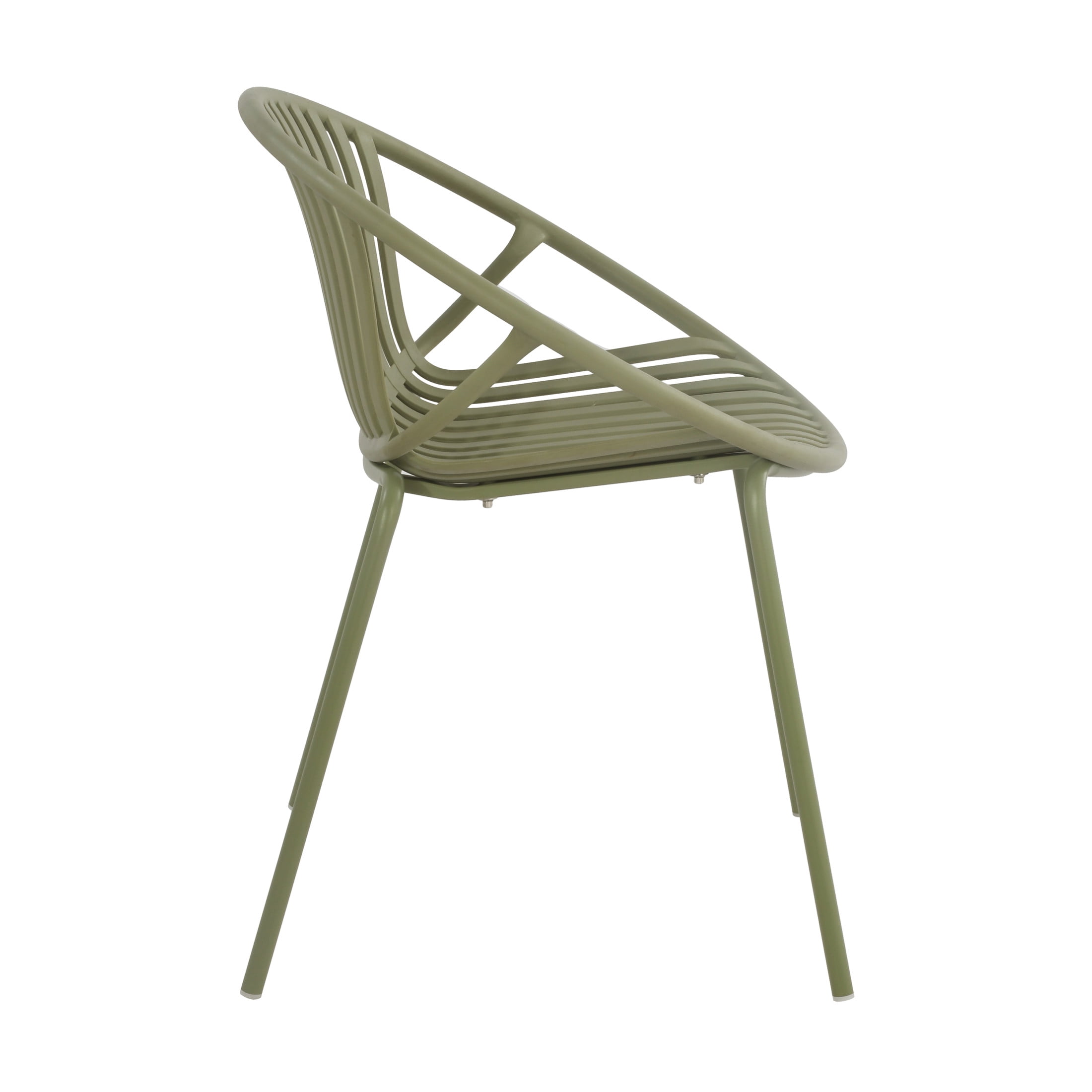 Christopher Knight Home Modern Stackable Patio Dining Chairs, Metal Legs and Plastic Backrest, Green, Set of 2
