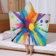 thumbnail image 5 of Colorful Double Burst Paint Pattern Hooded Bath Towel，50"x30" for Ages 3 To 12 Kids, Quick Dry Lightweight Soft Microfiber Hood Beach Towel Cover Up for Kids, 5 of 7
