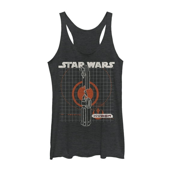 Women's Star Wars: The Rise of Skywalker Kyber Crystal Racerback Tank Top Black Heather Large