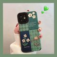 thumbnail image 1 of Funda de teléfono aplicable para Apple 13promax con flor de rombo verde, funda protectora para iPhone 13, 14promax, 1 of 5