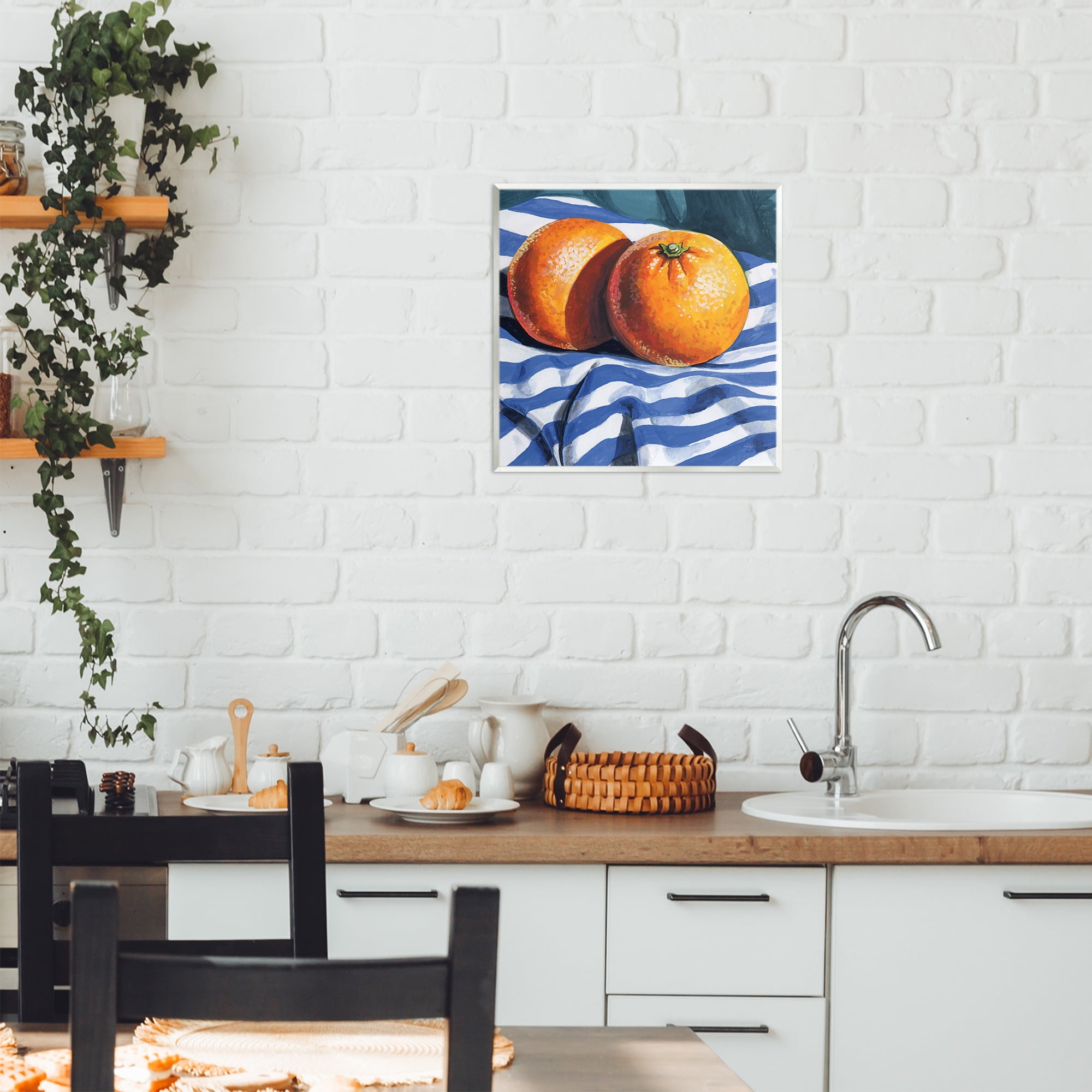 Stupell Industries Oranges On Striped Cloth Wall Plaque Art, design by Kate Jarvik Birch