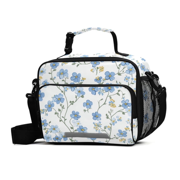FORMRS Student Lunch Bag Insulated Reusable Cooler Box with Zipper Pockets, Forget Me Not
