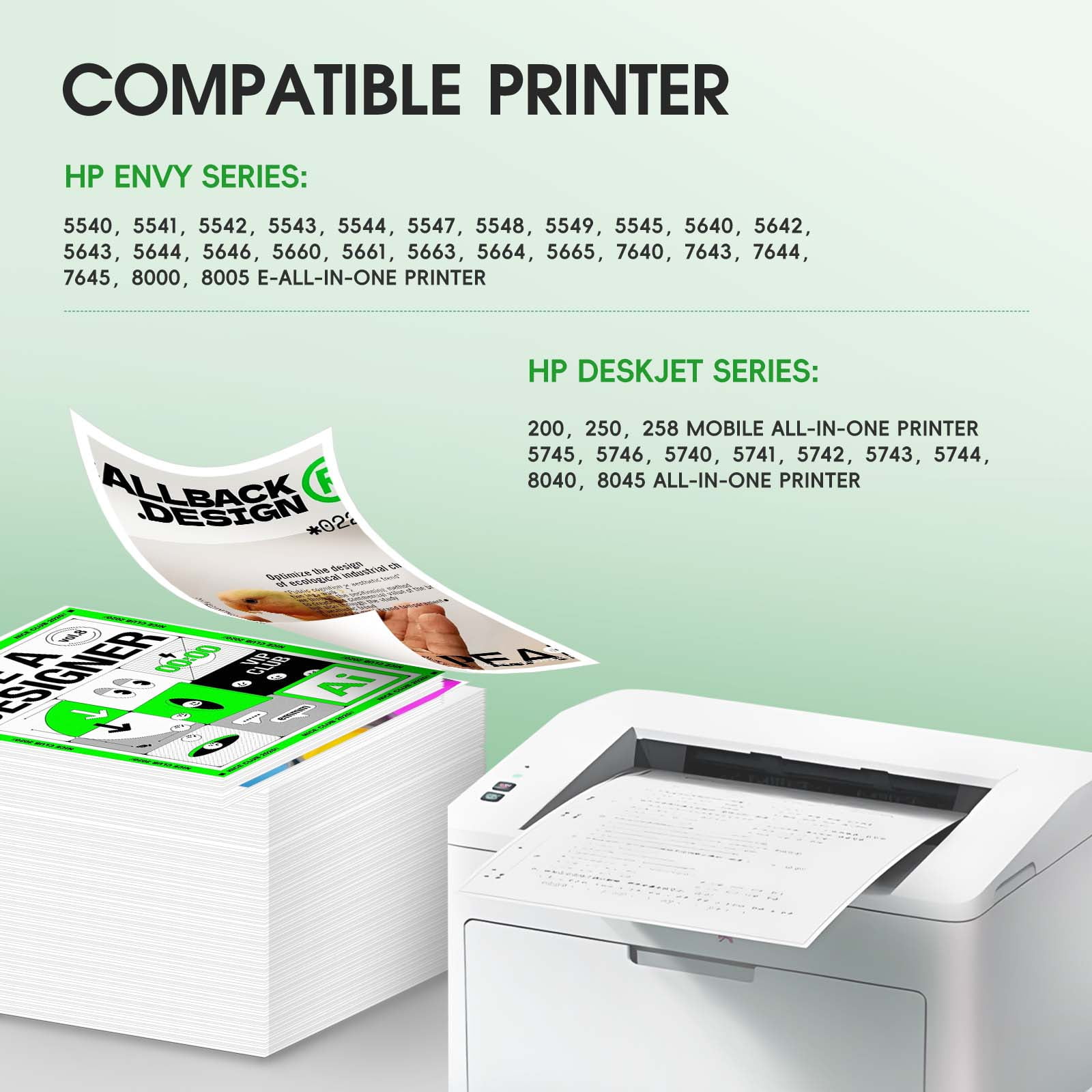 62XL Black Ink Cartridges Compatible for HP 62 Black Ink Cartridges for Envy 7640 7645 5660 5643 OfficeJet 5740 8040 Printer (2 Pack Combo)