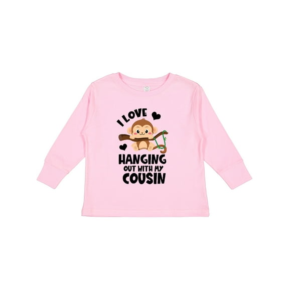 Inktastic Monkey I Love Hanging out with My Cousin Boys or Girls Long Sleeve Toddler T-Shirt