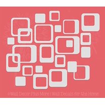 Funky Square Vinyl Wall Stickers for Wall Art Décor, 6-Inch to 2-Inch, 20-Piece, Light Gray