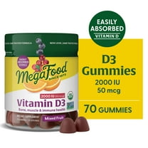 MegaFood Vitamin D3 Gummies 2000 IU - Muscle & Immune Support - Mixed Fruit - 35 Servings