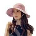 thumbnail image 2 of dianhelloya Bucket Hat for Women Summer Women Fisherman Hat Empty Top Solid Color Wide Brim Sunscreen Fasten Strap Anti-UV Windproof Foldable Gardening Summer Hat Headwear, 2 of 8