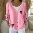 thumbnail image 2 of Cnbwig Cardigan for Women Casual Cats v Neck Button Down Long Sleeve Hoodless Loose Cardigans Womens Fall Sweaters Z5-Pink XXL, 2 of 5