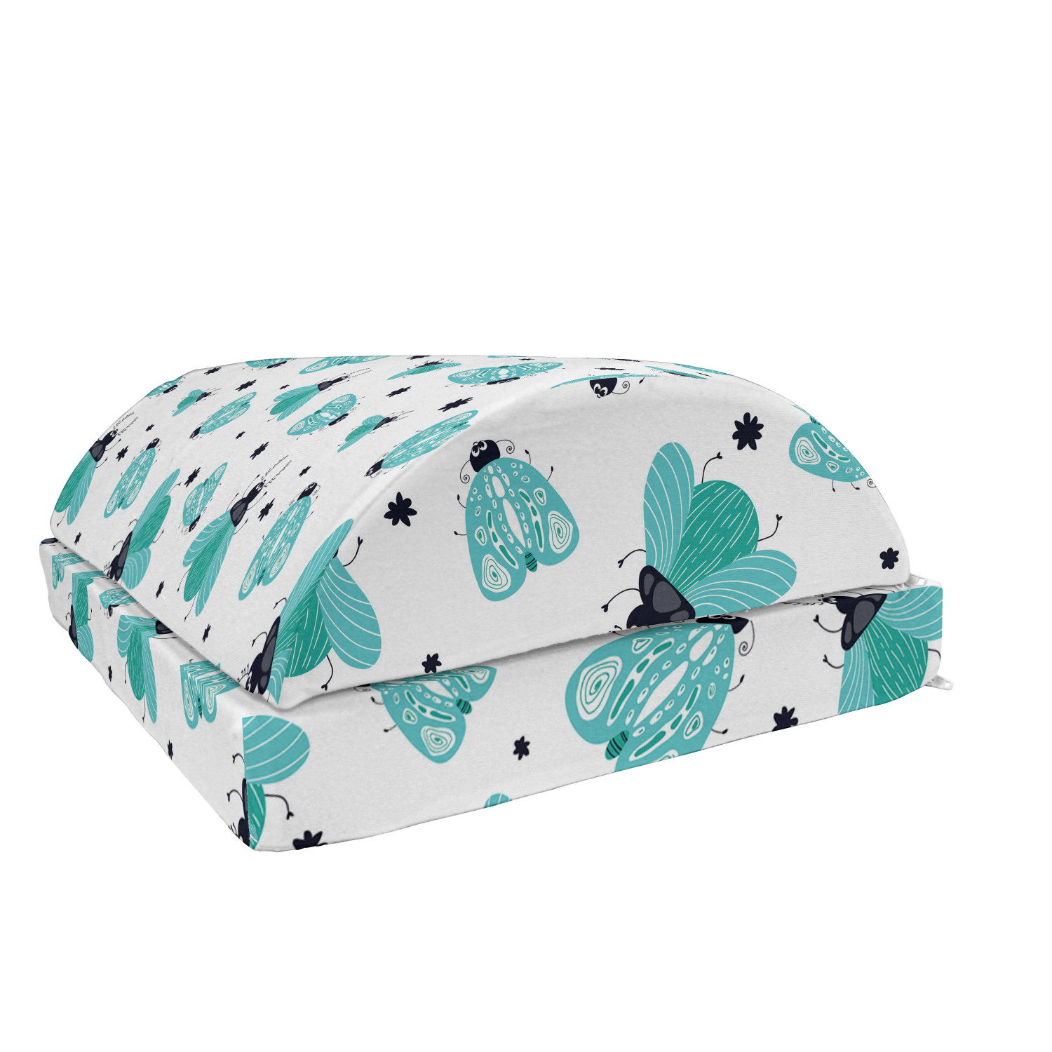Insects Foot Rest, Cartoonish Design Pattern with Flowers Beetle and ...