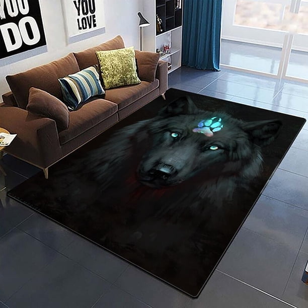 Alfombra de hogar con estampado de lobo de ensueño para sala de estar, silla de noche, alfombra Simple moderna para oficina100 cm por 150 cm100 cm por 150 cm zhangmengya unisex