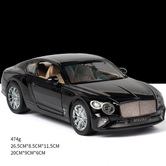Simule 1:24 Voiture en Alliage Jouet avec Son Lumière Porte Modèle Ouvert pour Bentley Noir