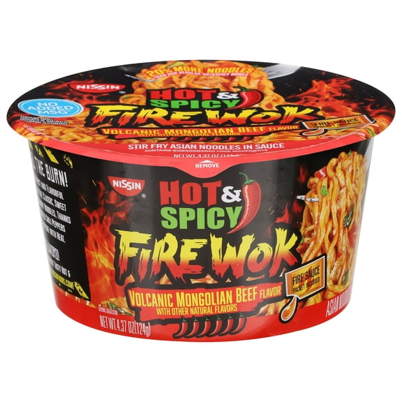 M4Noodles Site Fire Wok Hot & Spicy Volcanic Mongolian Beef, 4.3 Ounce Bowl (pack of 2)