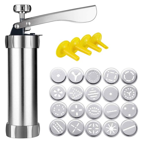 facefd Cookie Press Making Mahine Kit for DIY Biscuit Maker Set with 20 Cookie Discs 4 Nozzles Baking Tool Decorating Baking Tools