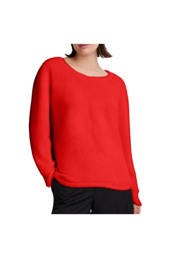 Womens Plus Size Tops Fleece Warm Sherpa Long Sleeve Pullover Shirts Casual Fuzzy Crew Neck Sweaters Lightweight Winter Clothes