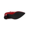 thumbnail image 5 of BLISSFUL STEP Women Pointed Toe Side Zip Block Heeled Ankle Boots Red 7, 5 of 6