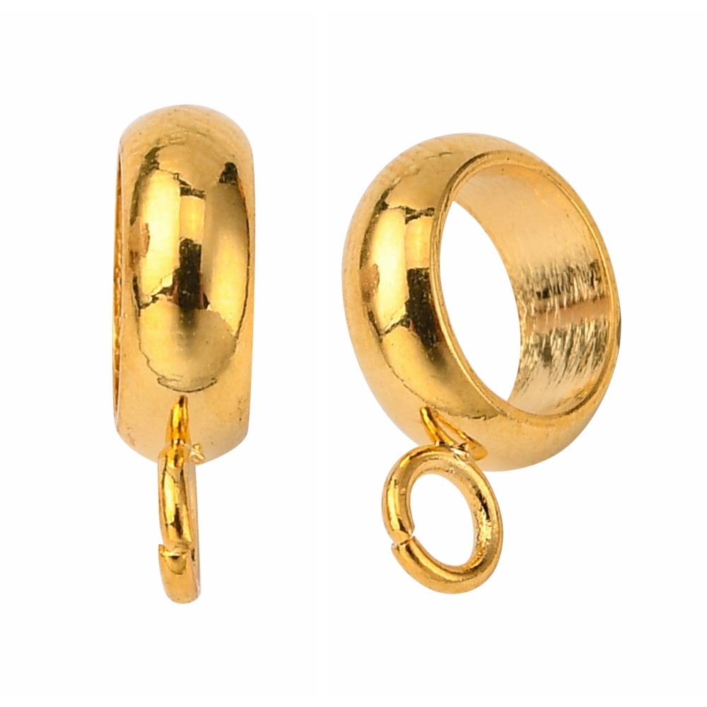 100pcs 201 Stainless Steel Tube Bails Loop Bails Golden 10x7x2mm Hole: 2mm Inner Diameter: 5mm