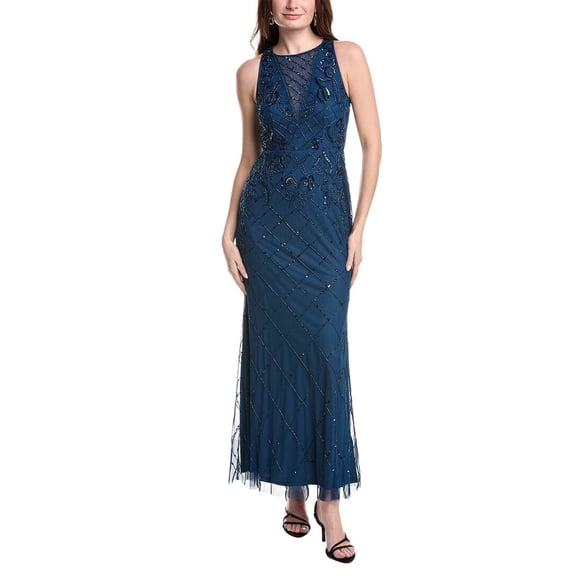 Adrianna Papell womens Sleeveless Solid Maxi Dress, 2, Blue