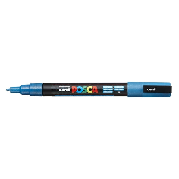 POSCA Paint Marker, PC-3M Fine Bullet, Glitter Light Blue