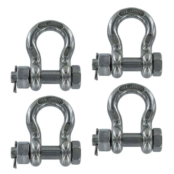 1/2" Stainless Steel Bolt Type Anchor Shackle Type 316 - 4 Pack