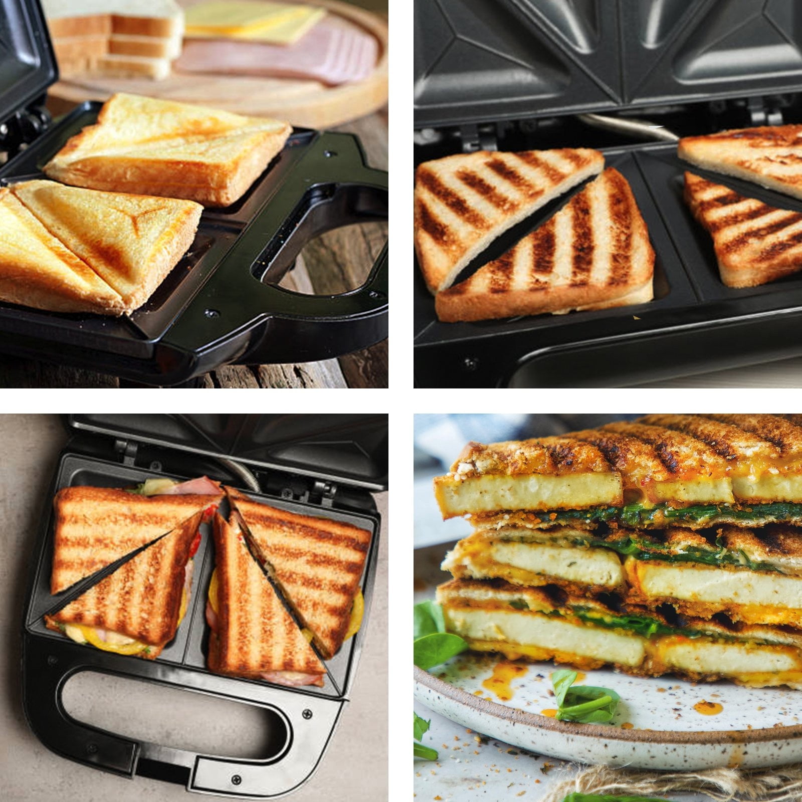 Beille Kitchen Cooking Sandwich Maker Toaster with Non-Stick Stainless  Steel Plates