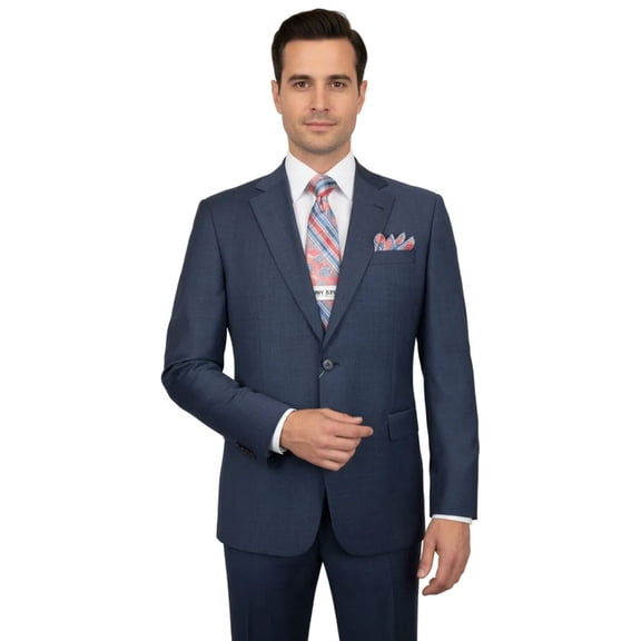 Men Suit BERLUSCONI Turkey 100% Soft Italian Wool Super 180's #Ber27 Navy Blue