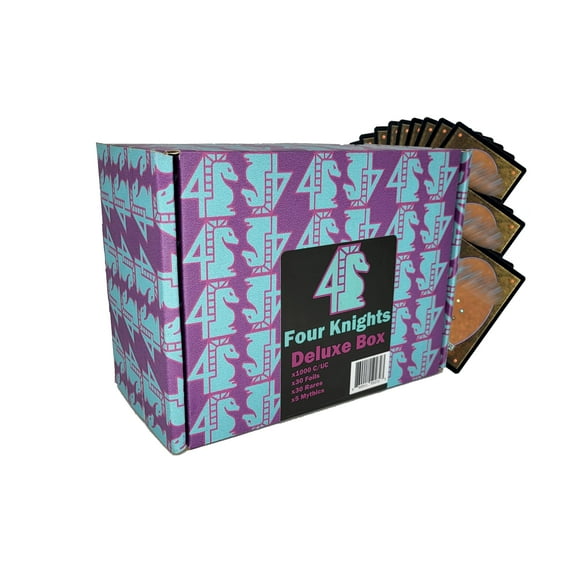 Four Knights Mtg Deluxe Collection Booster Box - 1000+ Assorted C/Uc Cards With 30 Rares 30 Foils And 5 Mythics - Limited Duplicates - Compatible With Magic