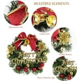 thumbnail image 4 of 10 Inch Christmas Wreath with Bow ,Bell and Decorations, Wreaths with Merry Christmas Sign for Front Door Porch Wall Window Outside Ornament, Christmas Garland for Indoor Outdoor, 4 of 7