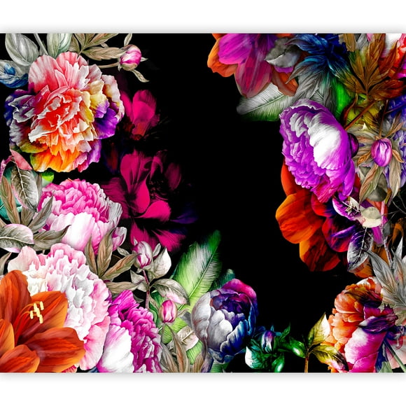 artgeist Wall Mural Flowers 118x83 in - XXL Non-Woven Wallpaper Fleece Wall Decor Photo Print Picture Image Design Home Peonies Black b-A-0442-a-a