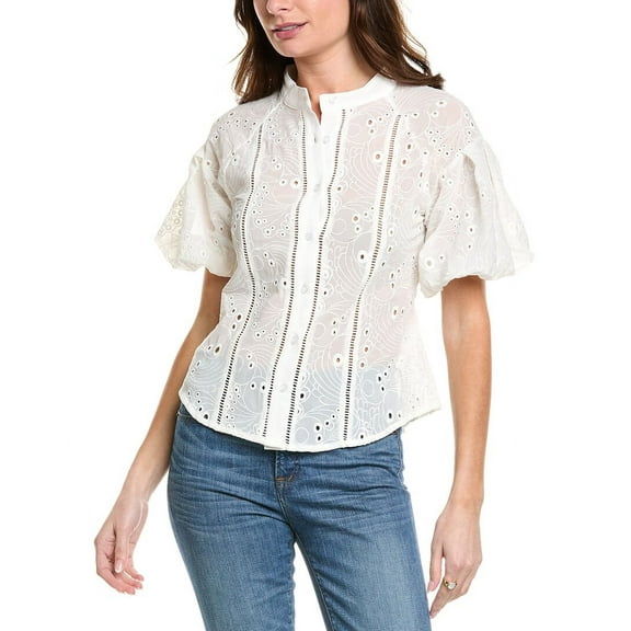 Gracia womens Eyelet Top, l, White