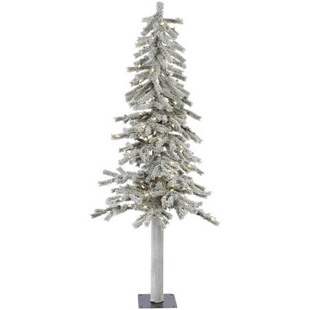 Vickerman Pre-Lit 5' Flocked Alpine Artificial Christmas Tree, LED, Warm White