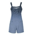 thumbnail image 5 of Drses Women's Summer Casual Sleeveless Rompers Loose Spaghetti Strap Denim Shorts Overalls Jumpsuit with Pockets, 5 of 5