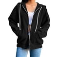 thumbnail image 3 of Fesfesfes Women's Corduroy Zip Up Hooded Jacket, Long Sleeve Drawstring Hoodie with Pockets, Casual Winter Fall Spring Outerwear, Warm Loose Fit Sweatshirt Coat, 3 of 6
