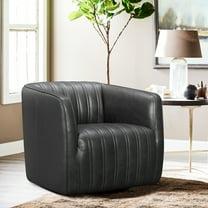 Aries Leather 45- Degree Return Swivel Barrel Chair